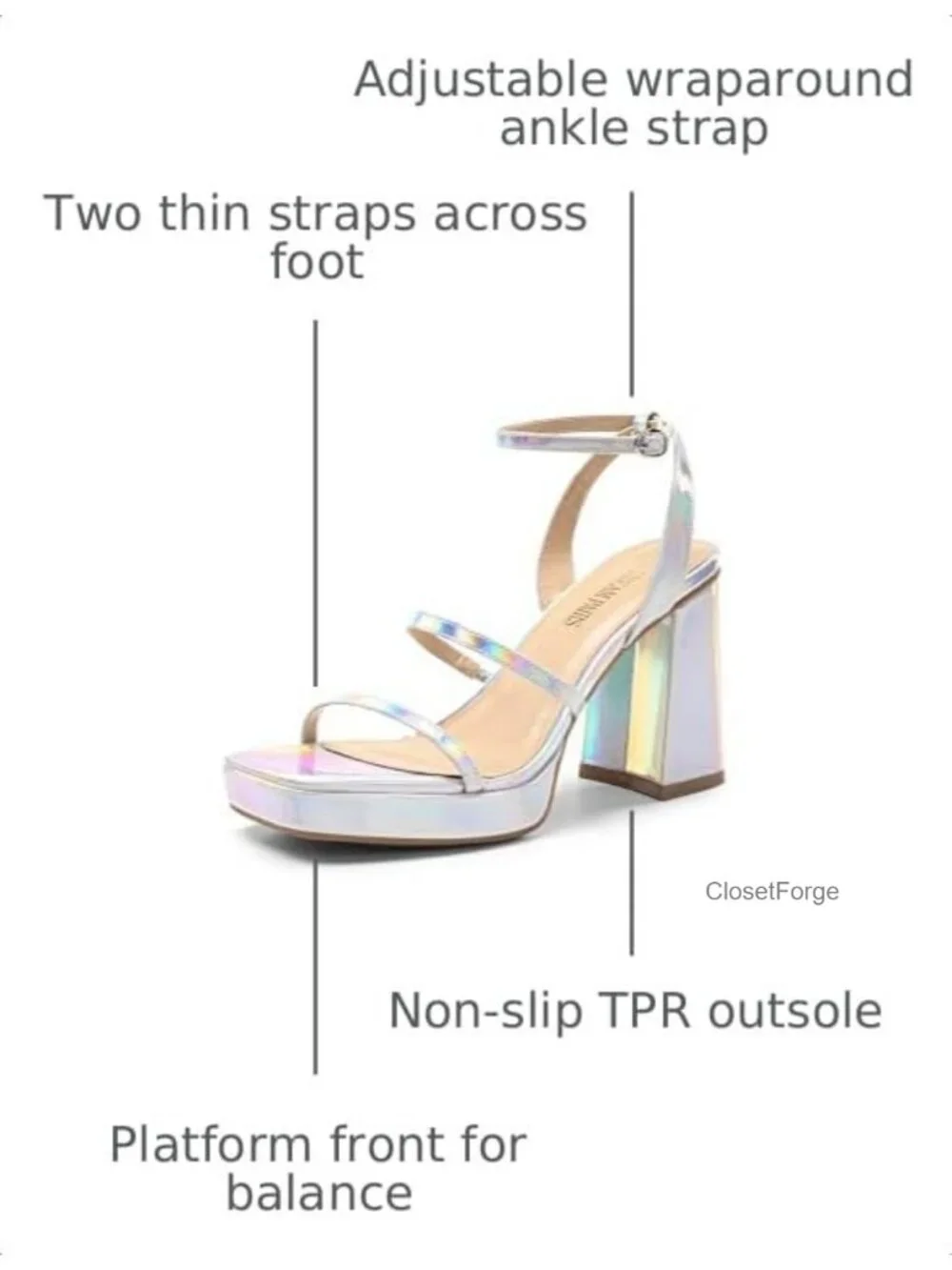 Platform Strappy Heels Open Toe Ankle Strap Square Party Sandals Y2K Dress Shoes